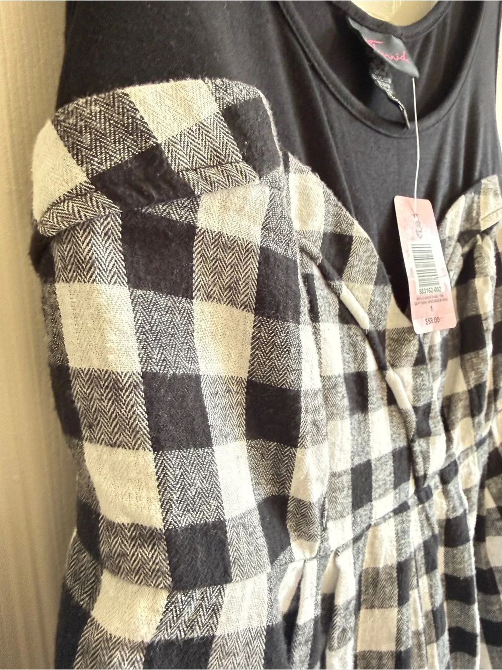 Torrid Black & White Plaid Buffalo Check Flannel Dress Size 1 (1x) - Picture 3 of 4
